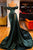 Sexy Dark Green Satin Mermaid Spaghetti Straps Pleats Seep Train Formal Dress GJS614