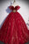 Burgundy Tulle Sequin Long Prom Formal Dress GJS678