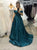 Sweep Train Blue Evening Dresses with Slit