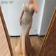 Off the Shoulder Mermaid Tulle Prom Dresses with Beadings LBQ1096