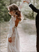 Sheath Scoop Ivory Lace Backless Long Sleeve Wedding Dresses 