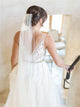 Sweep Train Ivory Open Back Wedding Dresses