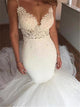 Sweep Train V Neck Sleeveless Backless White Wedding Dresses