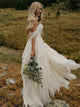 Off the Shoulder Floor Length Chiffon Ruffles Wedding Dresses