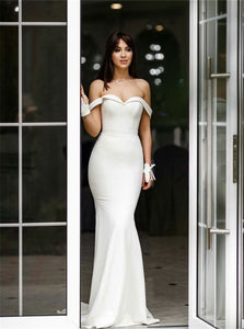 Off the Shoulder Mermaid Satin Wedding Dresses 