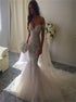 Mermaid Ivory Lace Off The Shoulder Appliques Wedding Dress LBQW0135