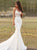 Appliques Sleeveless Mermaid V Neck Satin Wedding Dresses 