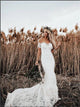 Off the Shoulder Open Back Lace Mermaid Wedding Dresses