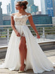 A Line Satin Sweep Train Sleeveless White Wedding Dresses