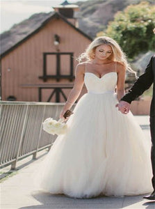 White Floor Length Wedding Dresses with Pleats