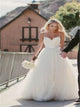White Floor Length Wedding Dresses with Pleats