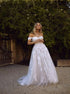 Off Shoulder Tulle Appliques Wedding Dress LBQW0102