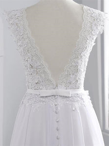 Open Back White Chiffon Wedding Dresses