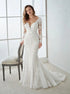 White V Neck Long Sleeves Lace Mermaid Wedding Dresses LBQW0105