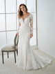 White V Neck Long Sleeves Lace Mermaid Wedding Dresses