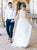 A Line Jewel Floor Length Chiffon Lace Top Wedding Dresses
