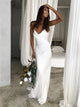 Floor Length V Neck Sleeveless Wedding Dresses