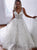 A Line Appliques White Wedding Dresses with Sweep Train