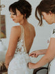 Lace Sleeveless Mermaid V Neck Backless Wedding Dresses LBQW0100