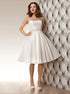 Taffeta Strapless Knee Length A Line Wedding Dress with Beadings LBQW0102